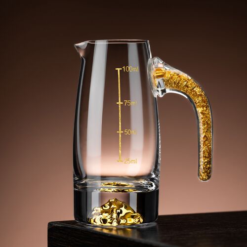 高档轻奢水晶玻璃白酒杯套装家用中式H一口小酒杯子金箔分酒器酒