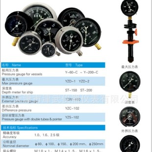 泰菲特船用压力表布莱迪深度表川仪外界压力表差示压力表双针双管