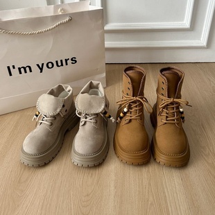 靴子单靴厚底两穿短靴大黄靴翻盖 英伦风女款 马丁靴女2025新款 爆款