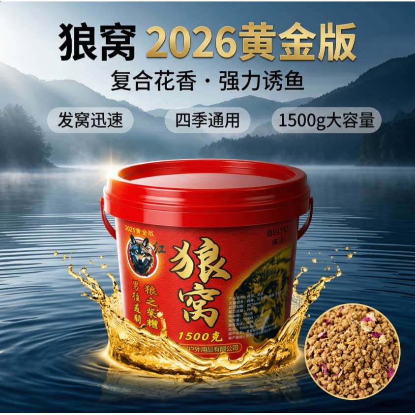 狼窝酒米钓鱼底窝料复合花香通用野钓鲫鱼饵1500克倍渔秘制传统