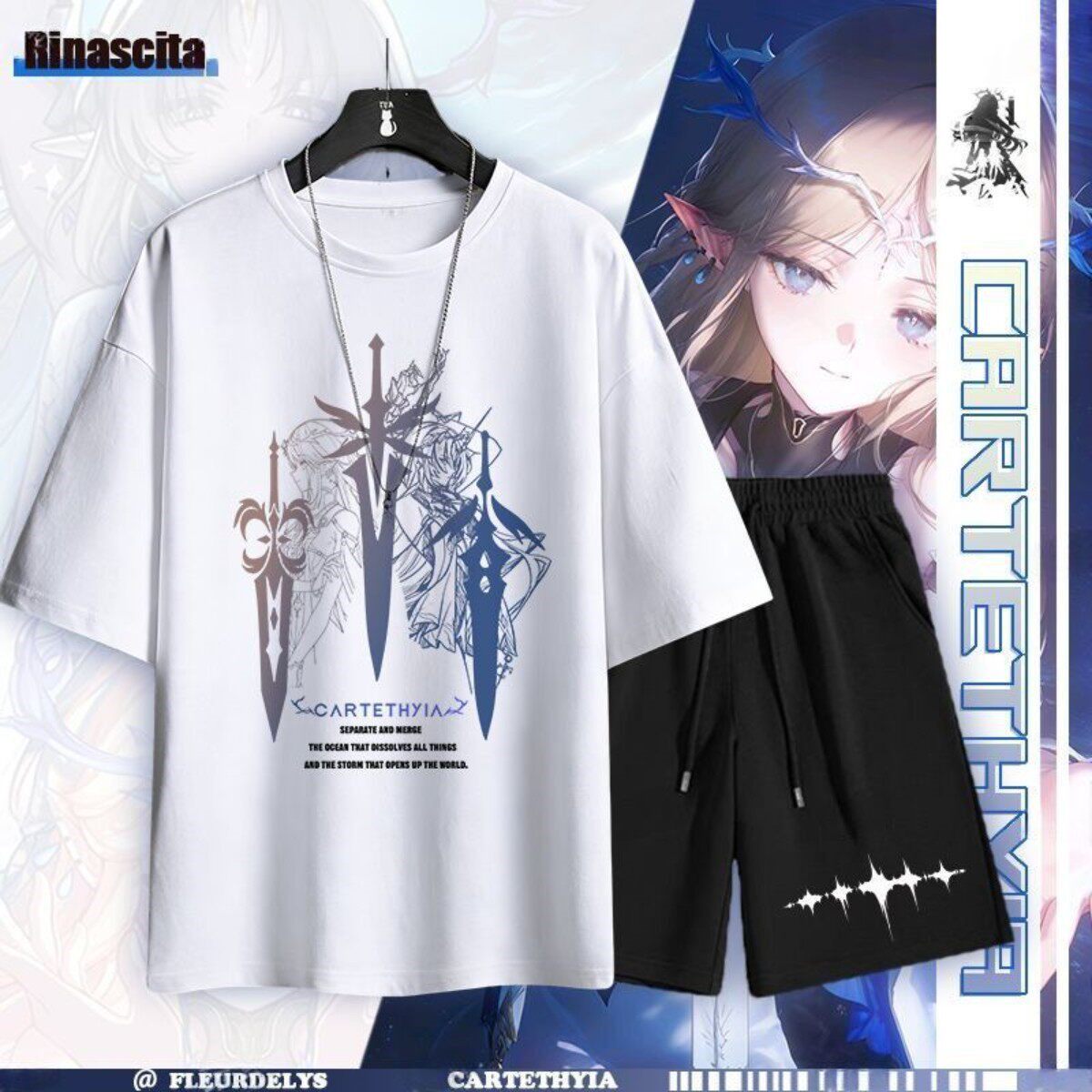 鸣潮卡提希娅游戏周边男女生T恤青少年守岸人尤诺短袖短裤二件套