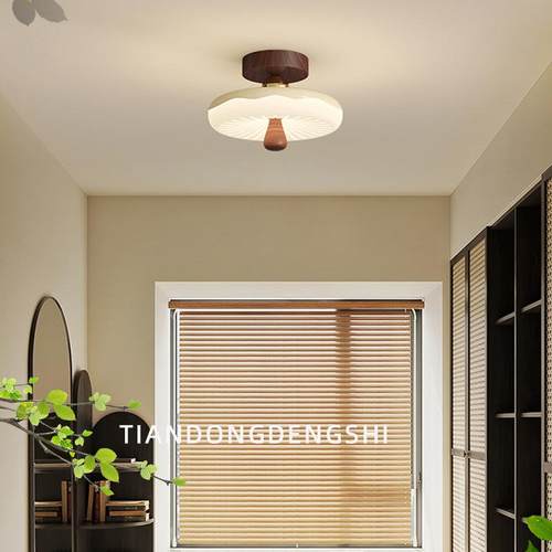 0过道灯中古风玻璃吸顶灯走廊过道玄关卧室灯吊灯法式奶油风装饰