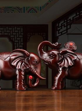 招财大象摆件一对工艺品客厅酒柜电视柜办公室桌面装饰品旅游礼品