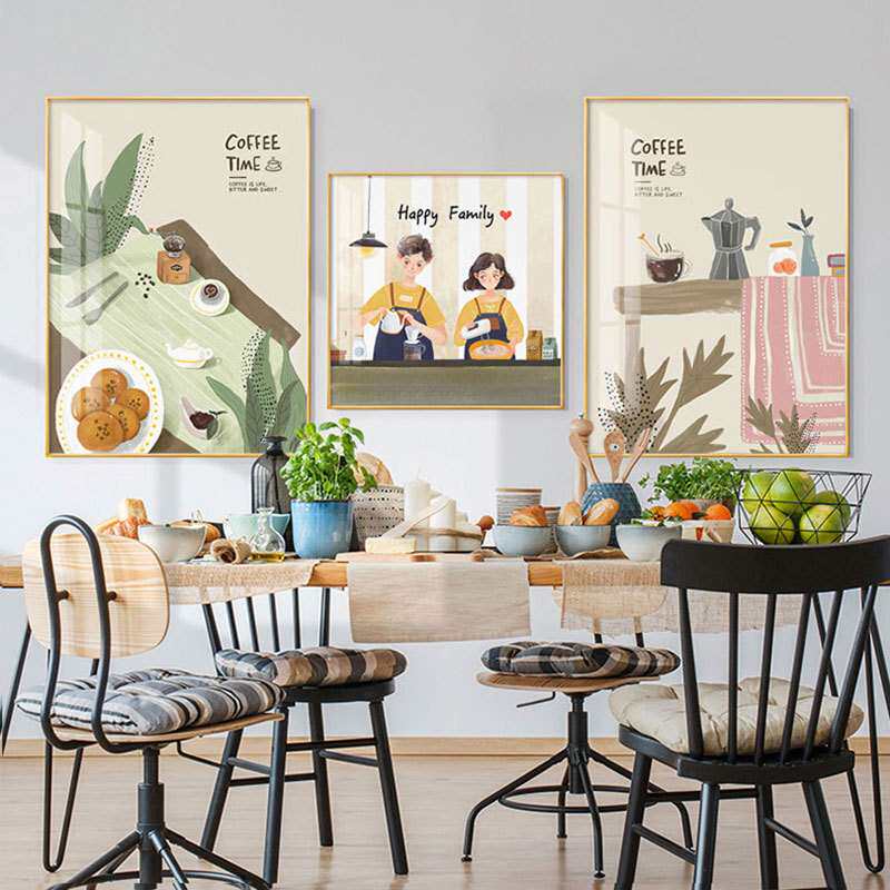 北欧餐厅装饰画创意饭厅壁画甜蜜配方现代简约沙发背景墙厨房挂画
