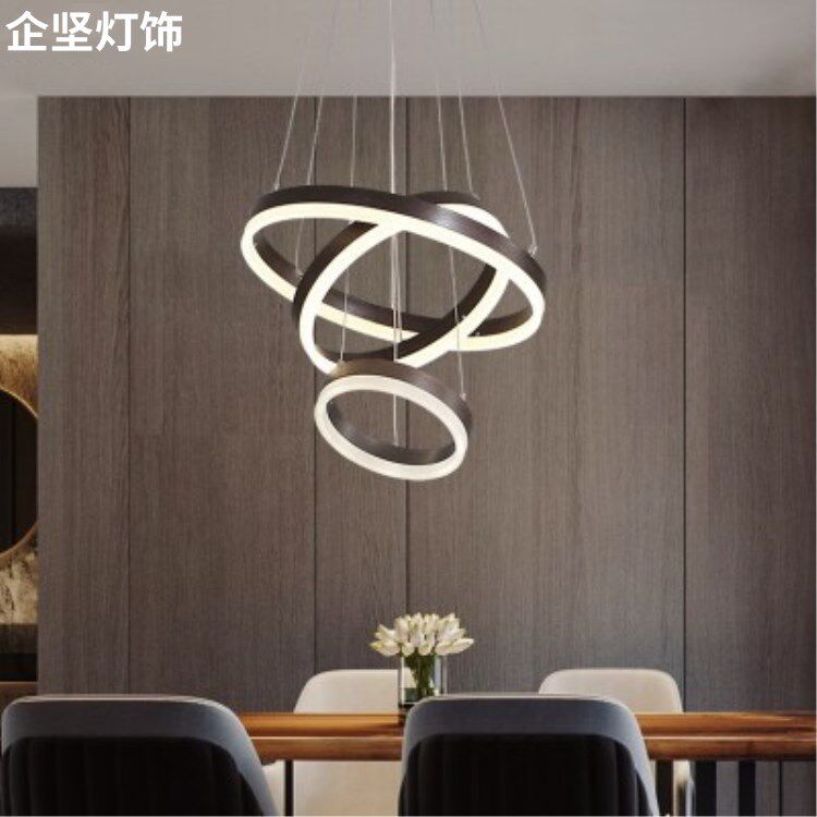 客厅吊灯后现代简约三圈圆环吊灯北欧创意个性餐厅网红圆圈吊灯