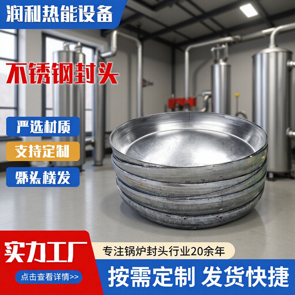 定制不锈钢平底封头焊接锅炉平底大口径碟形封头立式冲压管帽封头