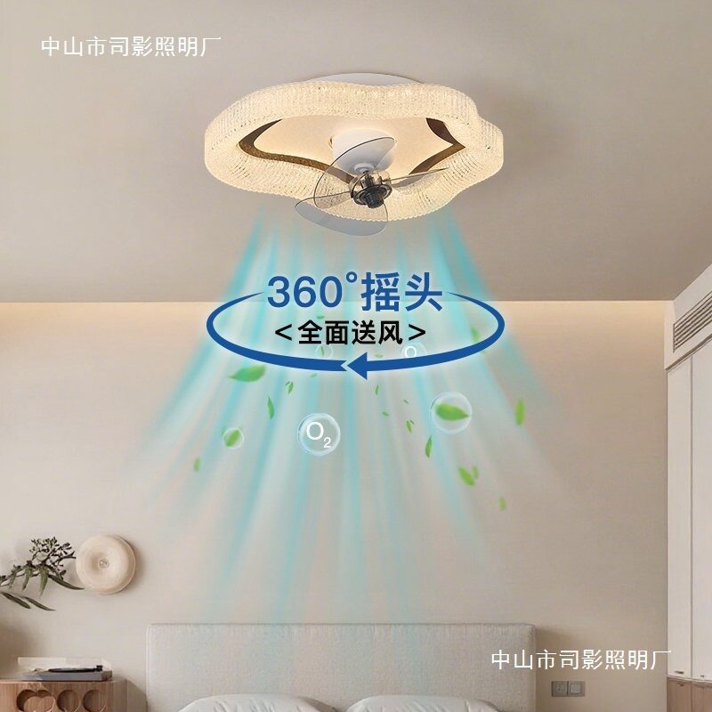 中古风摇头风扇灯简约创意主卧餐厅卧室灯吸顶灯风扇灯儿童房间灯图片