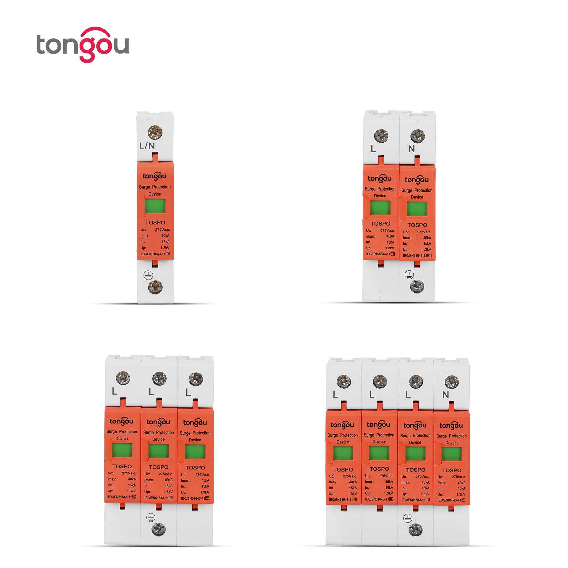 SPD交流浪涌保护器1P2PP4PAC275V太阳能电源防雷开关15KA~40KA