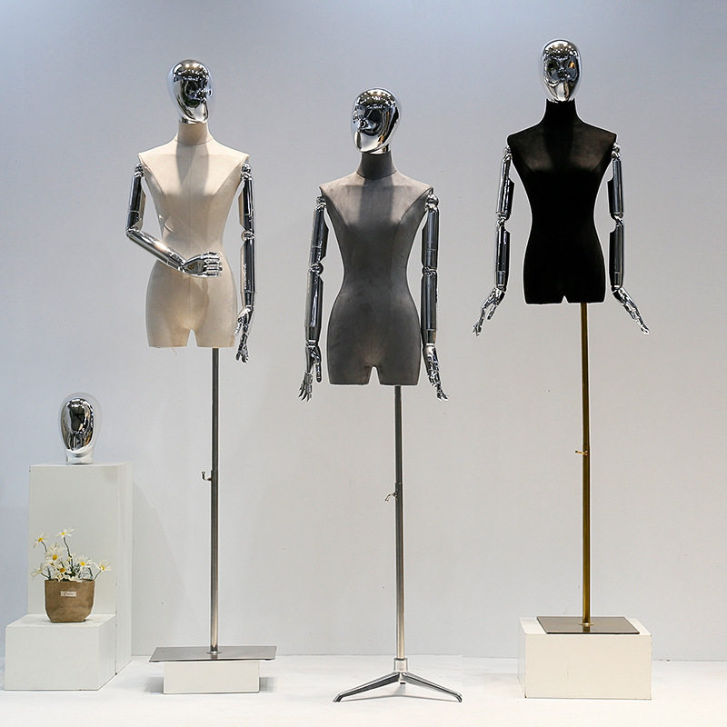 韩版服装店模特道具女麂皮绒半身人台模特架子全身人体展示架立模