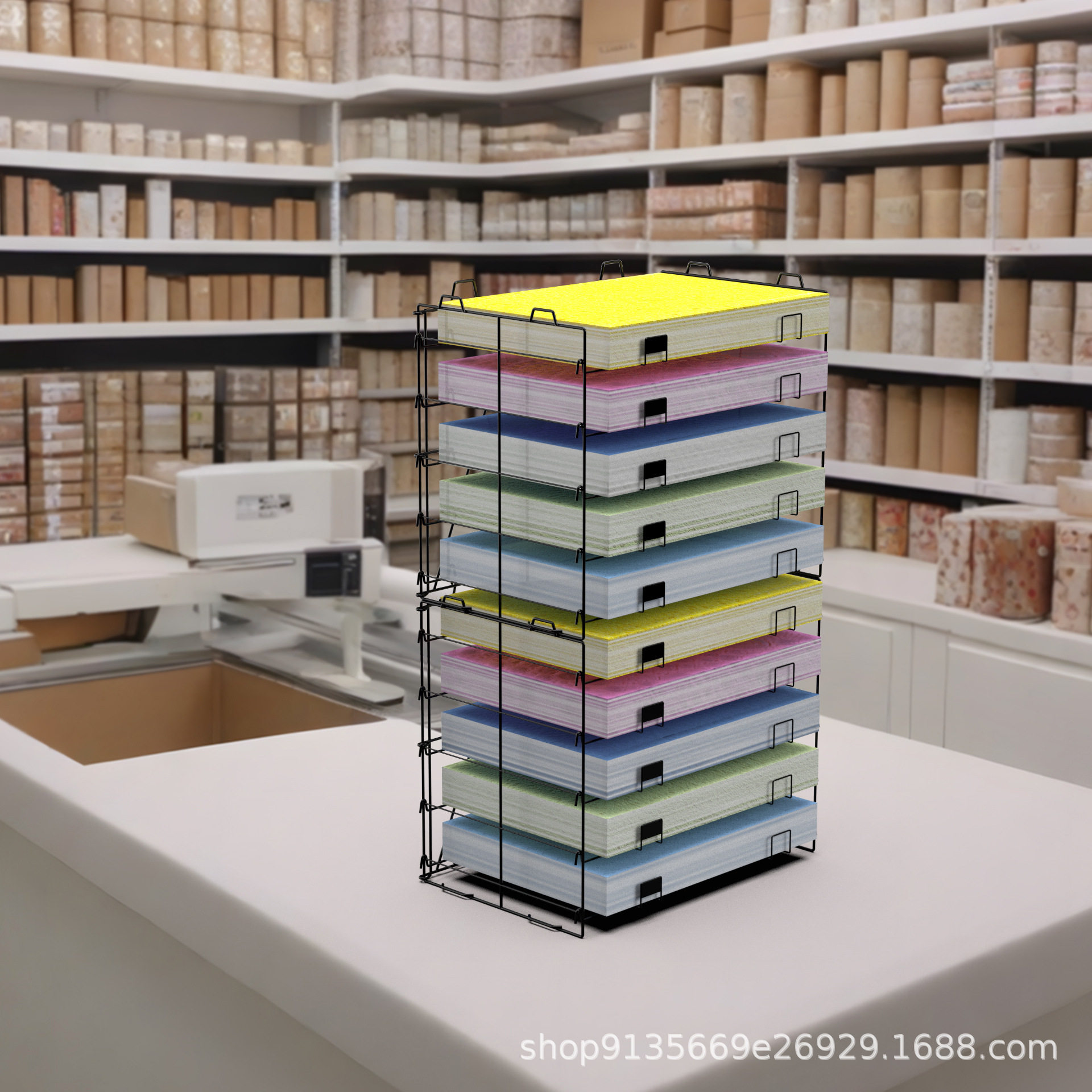 耐用高质量剪纸架书店文具店铁艺A3A4纸张展示架花店包装纸收纳架