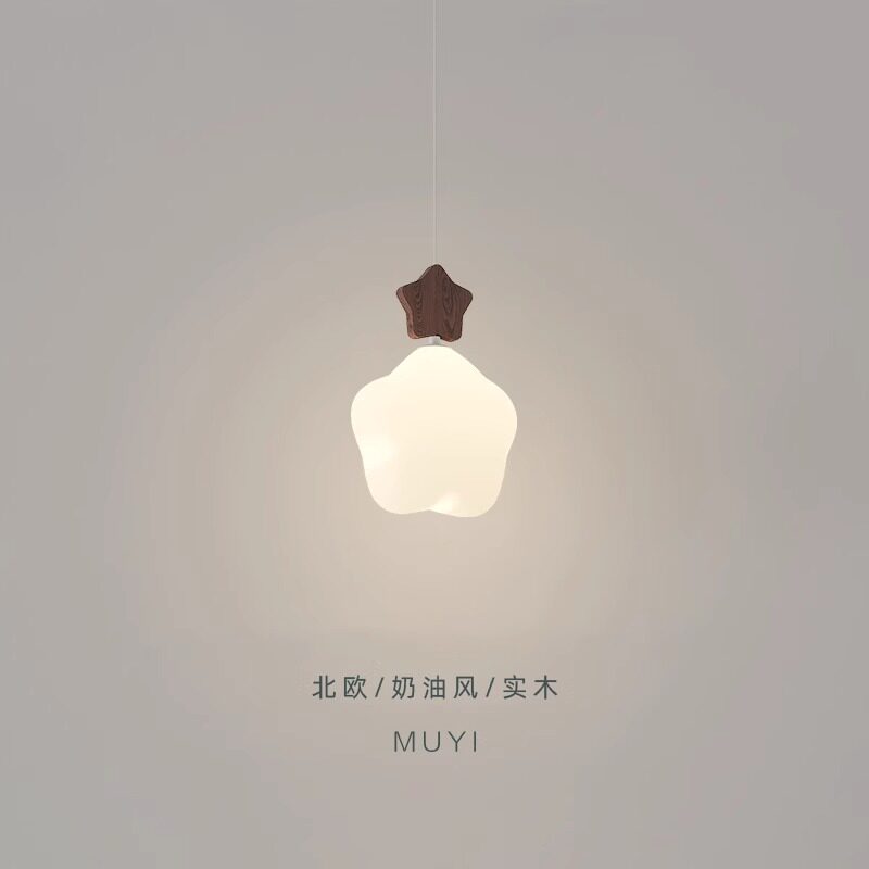 奶油风卧室吊灯创意月亮星星儿童房吊线灯现代简约温馨床头小吊灯