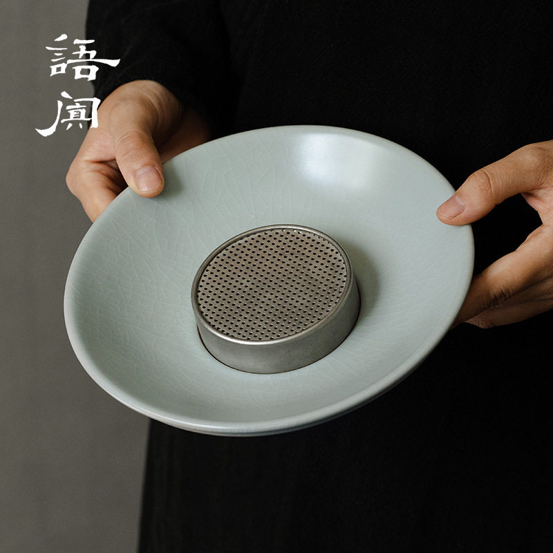 台湾丰子汝窑壶承手工汝瓷干泡台陶瓷茶具养壶壶托圆形仿古中式