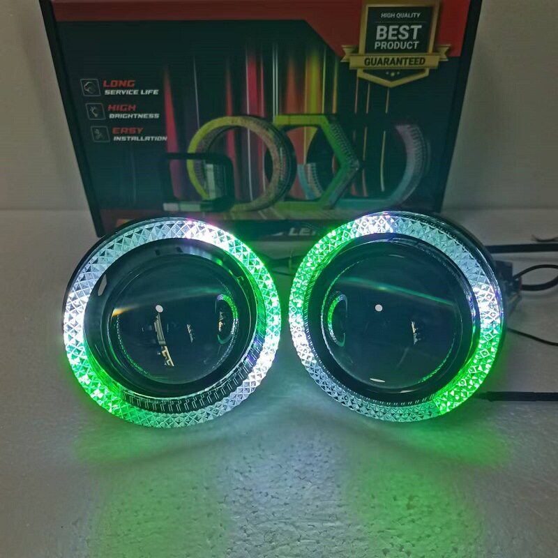 全圆形简易款5D天使眼一体罩车灯升级改装LED透镜装饰罩通用款