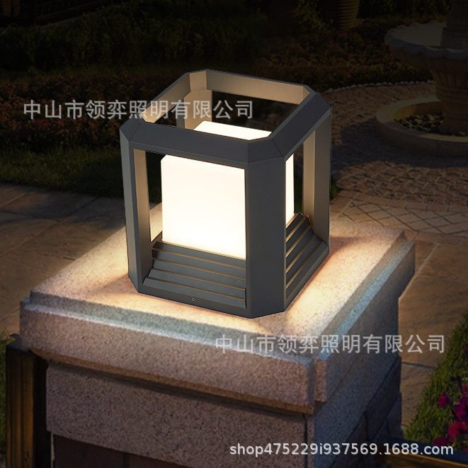 LED太阳能柱头灯户外大门柱子灯门墩墙头灯家用接电防水外围墙灯