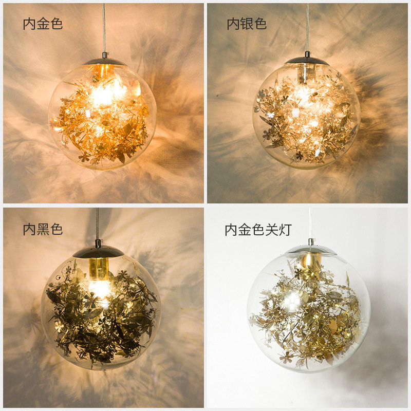 北欧圆形透明玻璃球灯服装店餐厅吧台橱窗简约轻奢金色泡泡球吊灯
