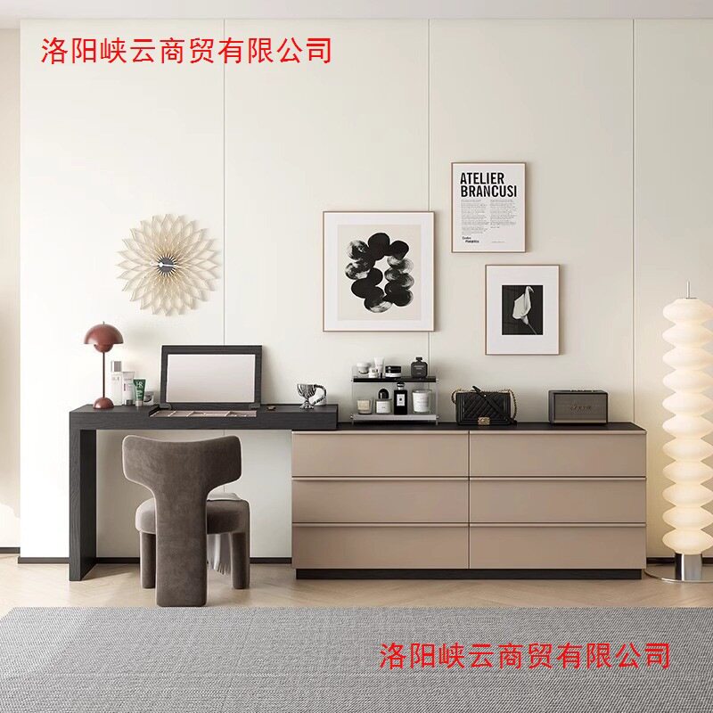 实木梳妆台斗柜一体可伸缩翻盖
