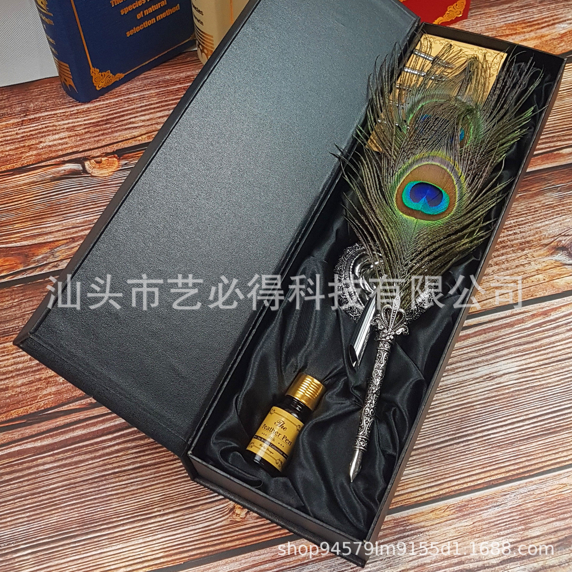 孔雀雕花杆蘸水笔欧美礼品笔羽毛蘸水钢笔男女朋友礼物笔商务馈赠