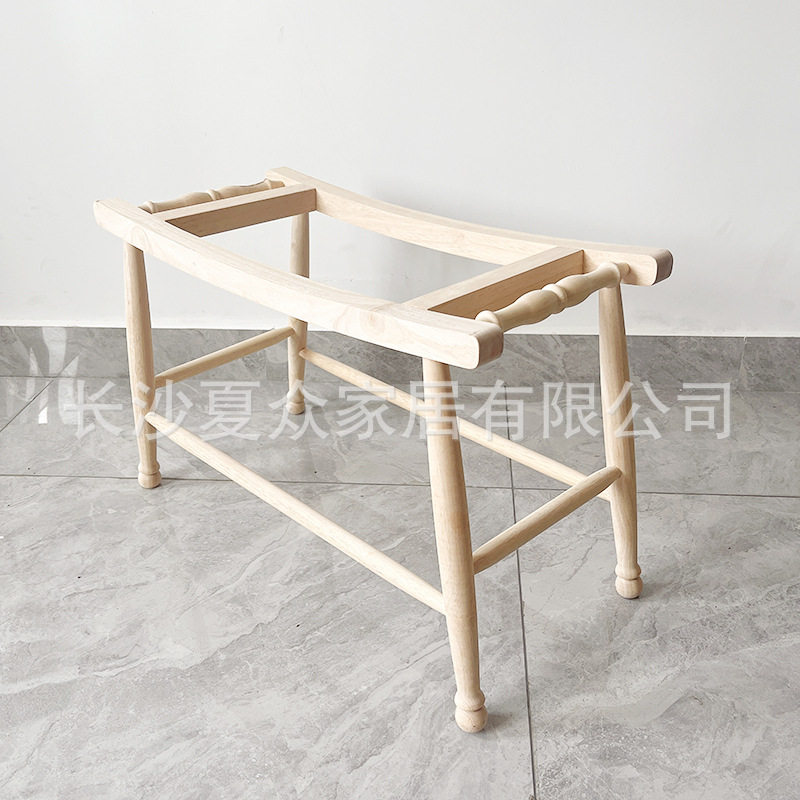 实木法式田园编织玄关换鞋凳