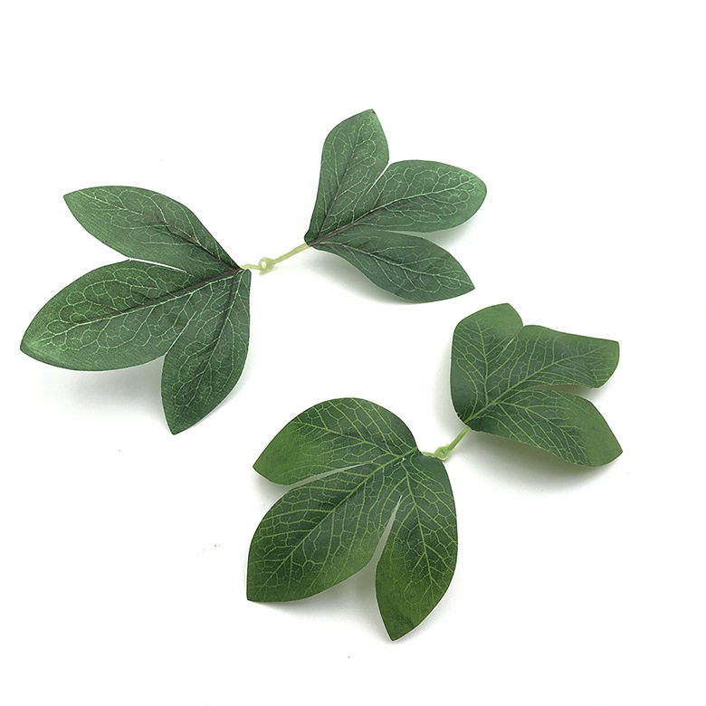 2叉牡丹叶丝印布叶子绢布丝网花 仿真花叶假植物配件批发厂家直销