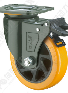 SUPO向荣3寸中重型橙色带刹车聚氨酯 万向 脚轮J05S-01A-75-222