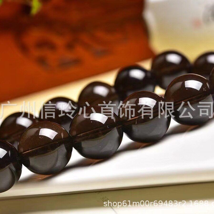 精品热卖车挂天然16mm茶水晶圆珠葫芦加手工茶色流苏直播跨境货源