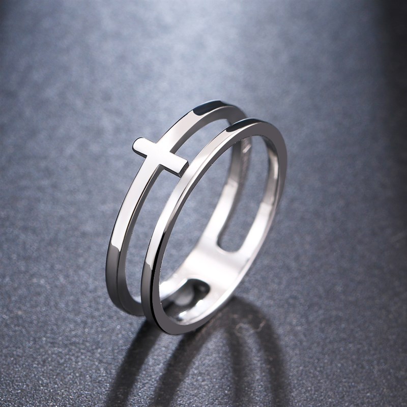 新品CACANA Vintage Openwork Cross Fashion For Women Ring Fem