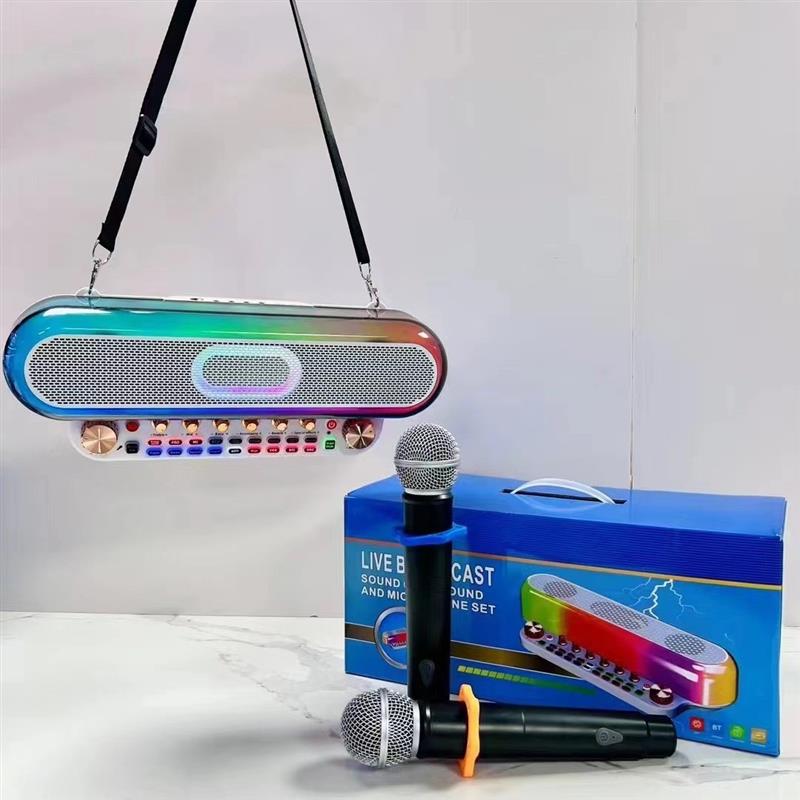 适配SY12英文跨境声卡音响一体机家庭k歌直播唱歌户外娱乐专业设