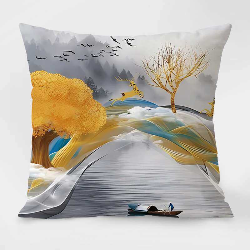 抱枕沙发客厅北欧招财麋鹿轻奢靠垫护腰靠背枕芯套办公室汽车床头