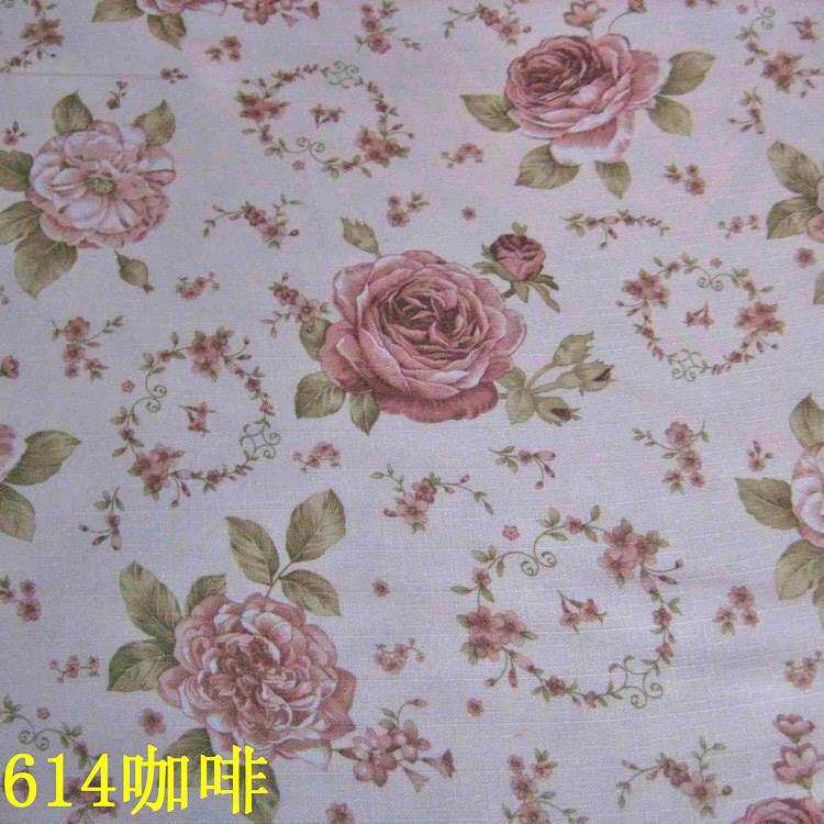 沙发布艺布 家居家纺用抱枕靠垫布料  紫色玫瑰印花竹麻布