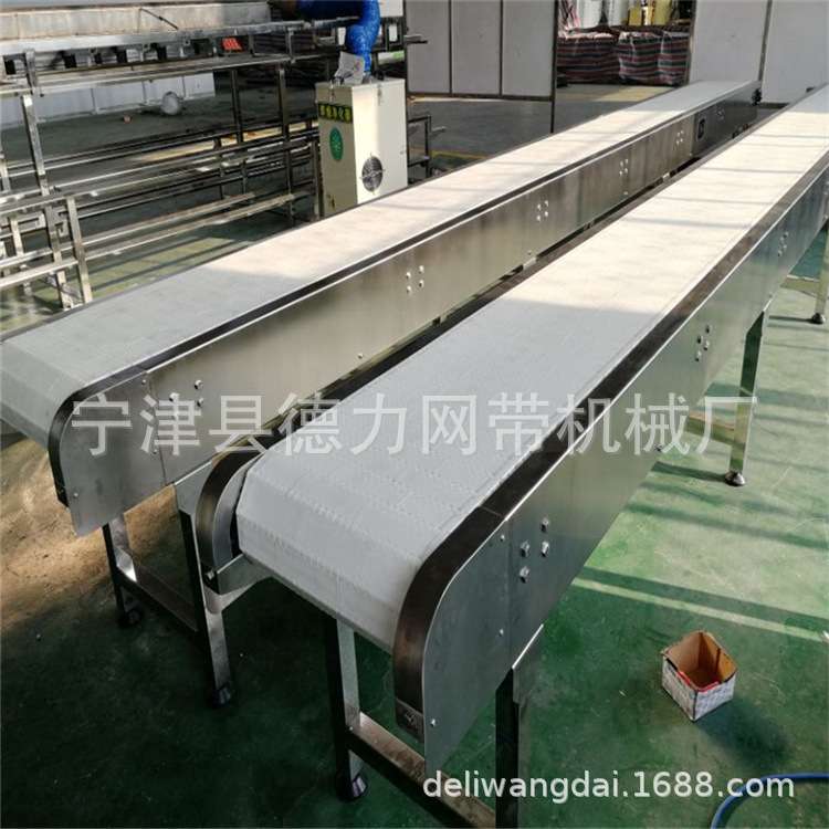 平顶链板输送机不锈钢塑料饮料输送生产线pom链板输送线