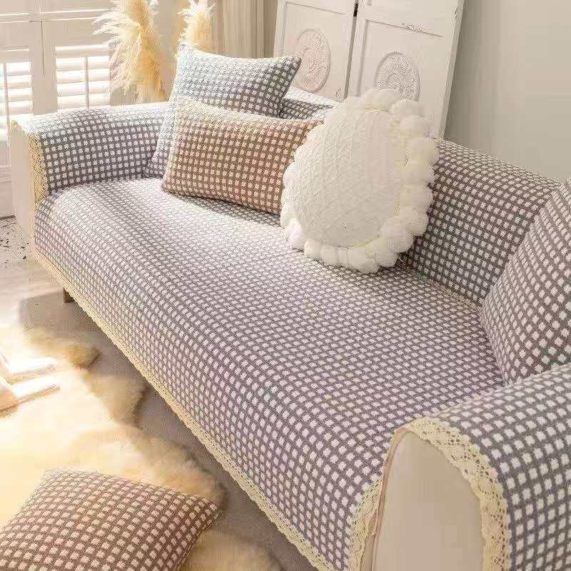 条纹棉麻布艺沙发垫坐垫四季通用防滑网红高端亚麻粗布套罩沙发巾