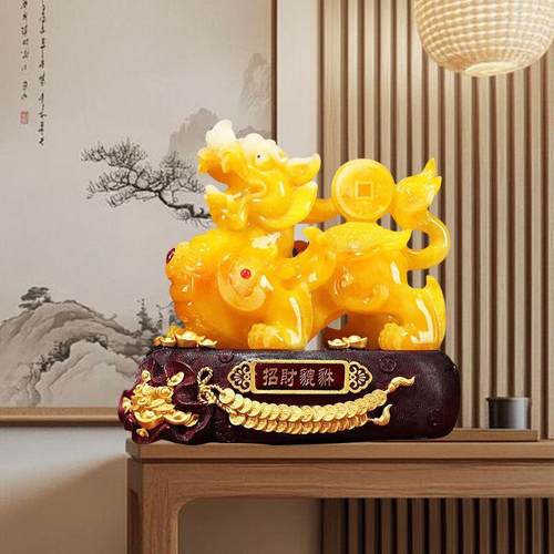 发财貔貅仿黄玉摆件中式家居办公室玄关客厅电视柜店铺开业礼品