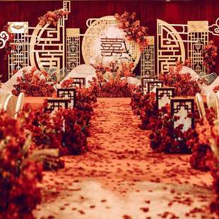 婚庆道具中式弥香铁艺屏风拱门中华门舞台装饰婚礼背景同心圆摆件