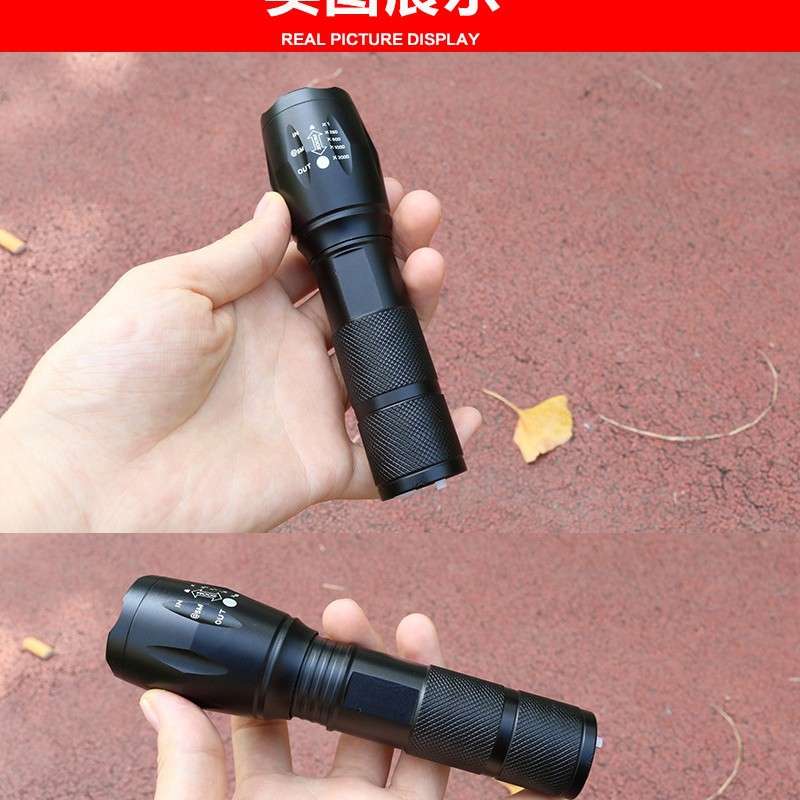 USB充电手电筒跨境A100内置18650电池户外骑行移动照明灯强光照明