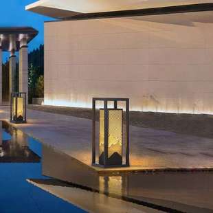 LED网红柱头灯公园别墅引路灯户外草坪灯新中式草地灯油漆拉丝