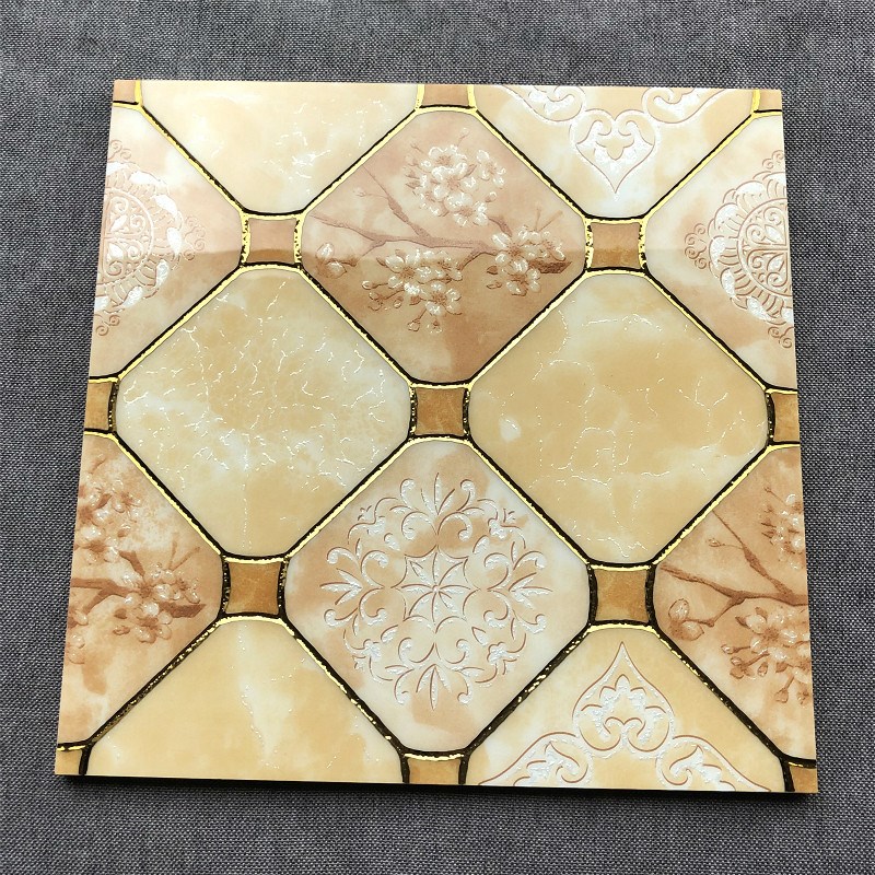 速发黄色菱形格子00x00抛晶砖厨房卫生间台防滑微晶闪粉镀金地砖