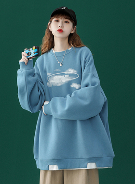 速发计衣设卫感小众oversi懒e外套春秋盐系慵z风宽松韩版假两件上