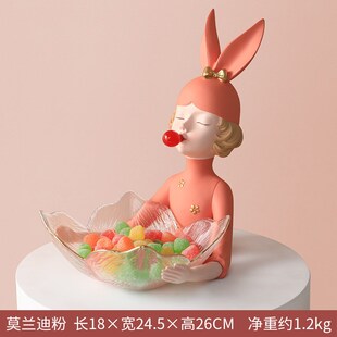 速发创意子爱孩兔子耳朵果盘 家居实 收纳盘置物盘可用乔迁礼品