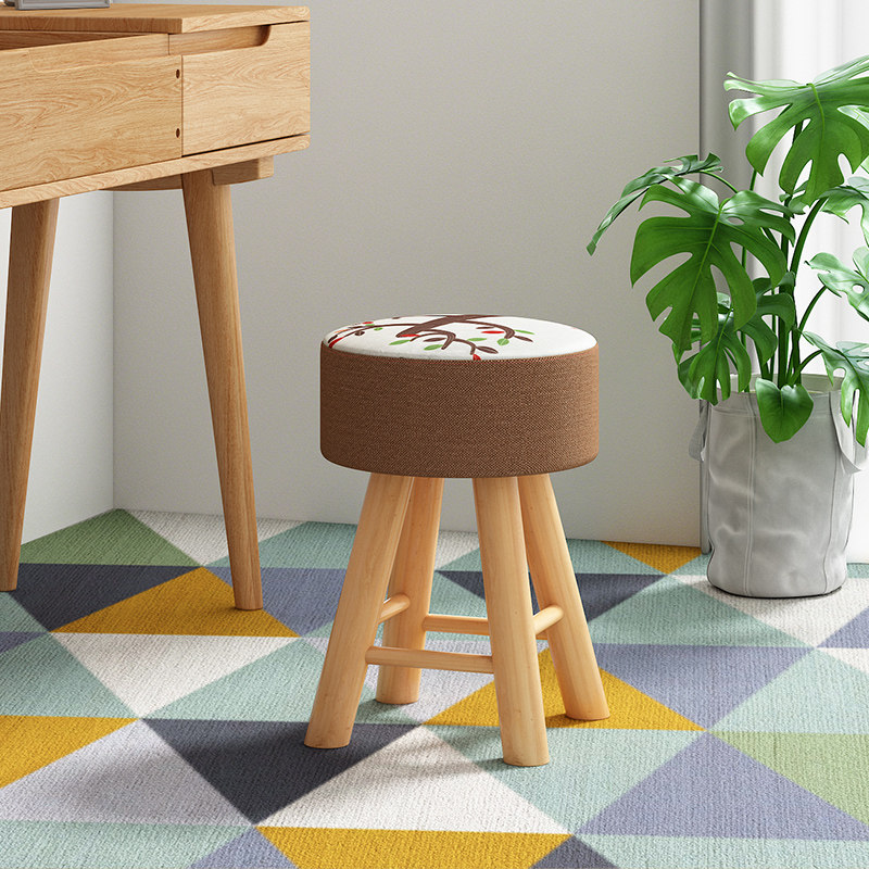 速发实木梳妆凳梳妆台专用凳子化爱椅家用椅生可妆子卧室化妆桌板