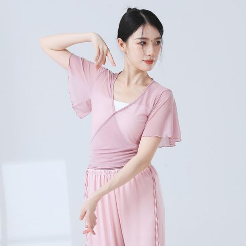 速发古典逸身服训韵练功服装舞蹈网纱短款纱衣飘基小飞袖演出舞服