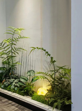 速发绿色植角造景室内楼梯物落装饰台玄关橱窗仿生假树景观植物
