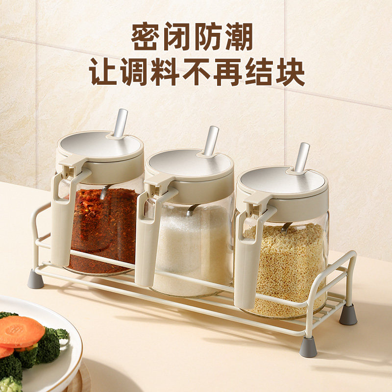 速发调料盒家用厨房调纳罐组合套轻盐味精调味瓶罐装奢收料佐料盐