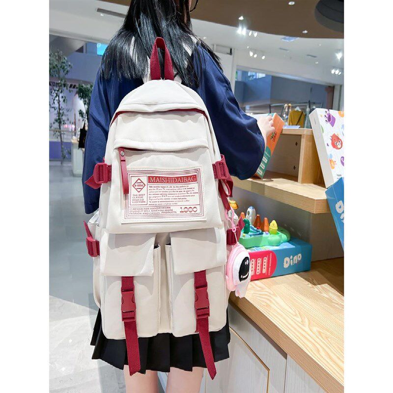 速发初中生书包202值年新款高颜4大容量男学中生生高中防水双肩