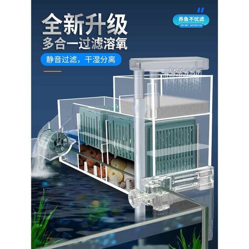 速发新型鱼龟缸合克力静音四亚离干湿分一内外置内外过滤壁挂式
