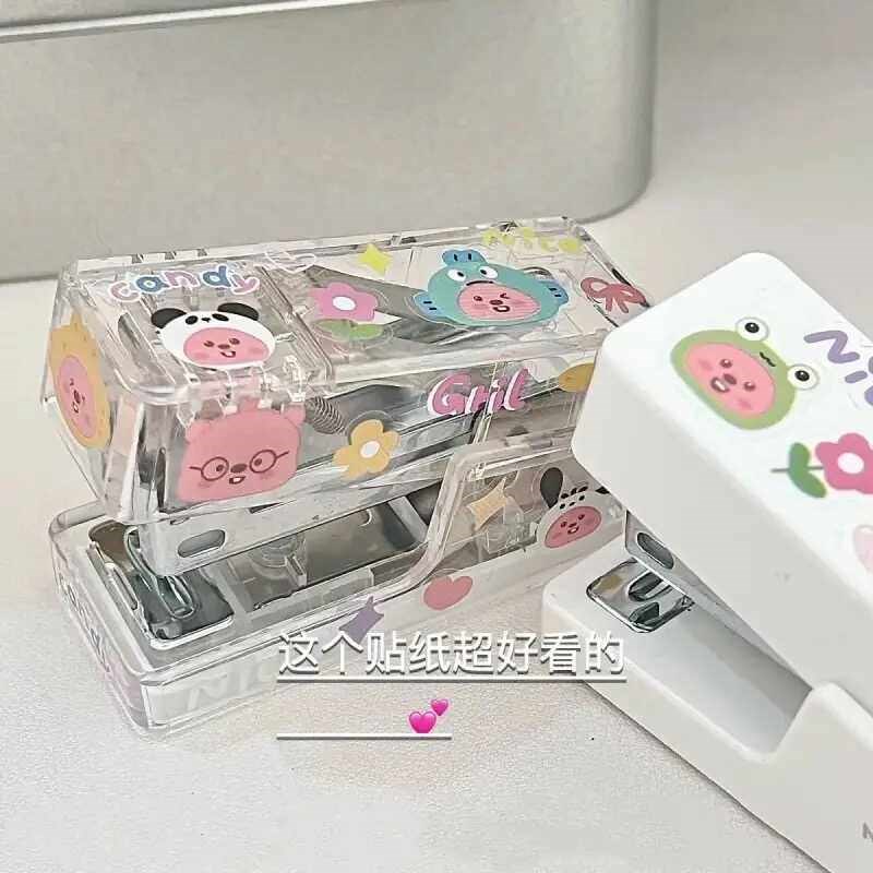 速发透明迷你订书机高颜值学生便携小众装订器可爱趣味创意办公文