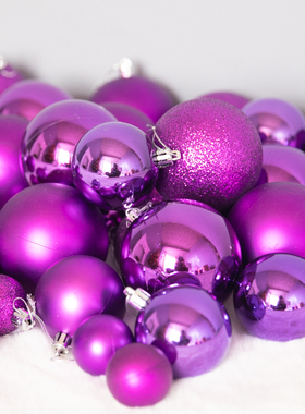 速发6-5m装吊布置彩球圣诞节装饰品商园橱窗饰顶幼儿场紫色亮光吊