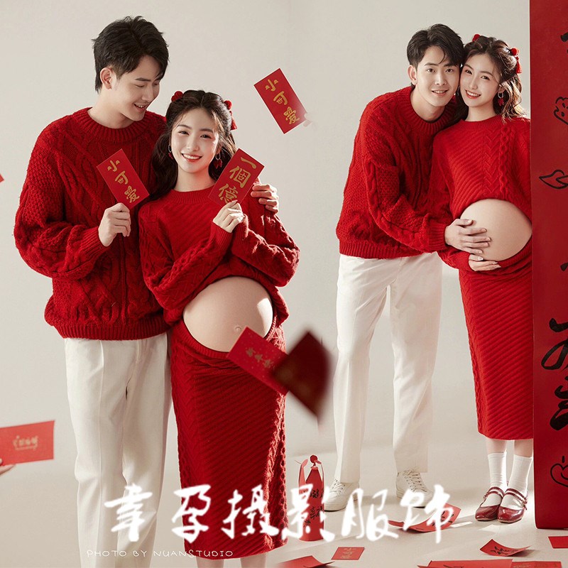 速发影楼新衣主服红侣套装小清新情侣毛年孕妇照衣题艺术照在家拍