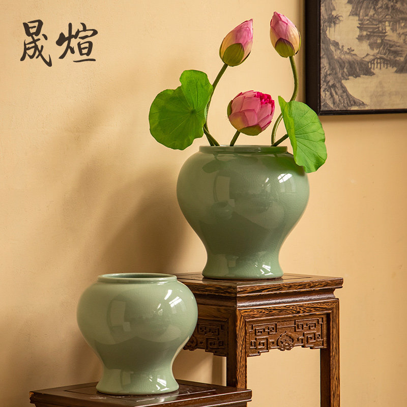 速发关简约景德镇陶瓷花居家培植摆件玄现干花插花水绿装饰大花盆