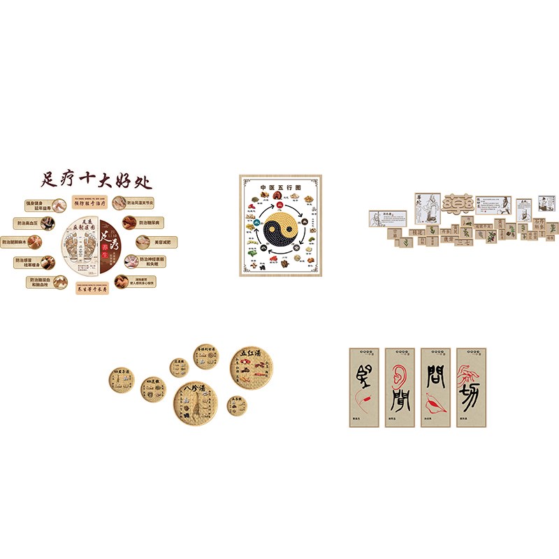速发馆软装饰挂画形象背景墙面五行图文化宣传海报纸氛围布置