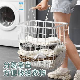 北欧风家居双层脏衣篮家用置物架浴室可移动放脏衣服收纳筐蓝脏衣